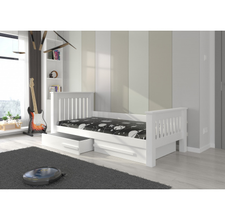Postel s matrací CARMEL 180x80 Bílá+Bílá
