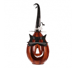 Dýně strašidelná - kovová dekorace, oranžová