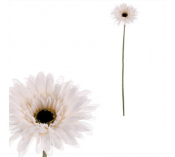 Gerbera - umělý květ na stonku, barva bílá