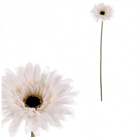 Gerbera - umělý květ na stonku, barva bílá