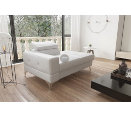 Sofa lenoška TOSCANIA a LEHÁTKO 135 cm přírodní kůže - bílá kůže, pravá strana