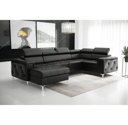 Rohová sedací souprava ORION MAX III s funkcí spaní 165x320x185 cm - černá eko kůže, pravá