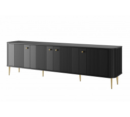 TV skříňka Vesper 4D 187 cm - černá / zlaté nohy