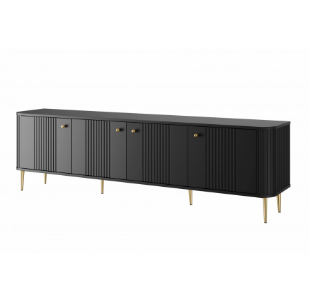 TV skříňka Vesper 4D 187 cm - černá / zlaté nohy