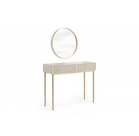 NICOLE TOALETKA 100 2SZ - kašmír / zlatý rám + NICOLE ZRCADLO 60 - zlaté