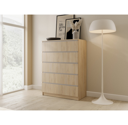 Komoda BENTE 5SZ, Buk světlý/bílá Komoda BENTE 5SZ, Buk světlý/bílá