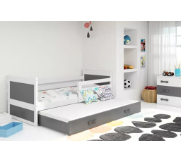 Dětská postel RICO s přistýlkou 90x200 cm, s matracemi, Bílá/Grafit