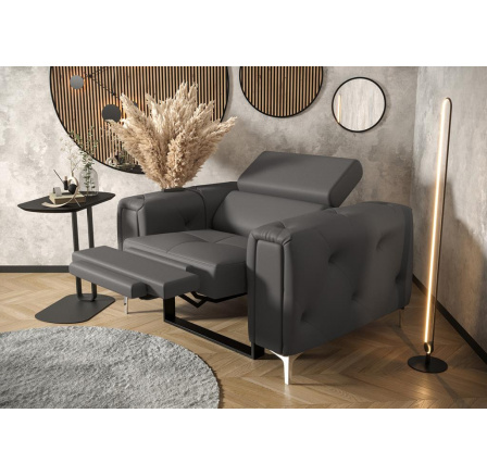 Křeslo ORION , relax přírodní kůže - Šedá kůže