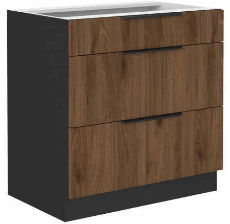 Dolní skřínka MONZA - 80 D 3S BB, Černá mat/Ořech