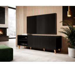 Tv komoda PAFOS RTV 150 2D2K, černá MAT 