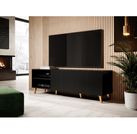 Tv komoda PAFOS RTV 150 2D2K, černá MAT 