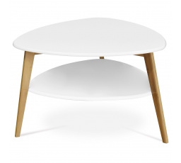 Stůl konferenční 78x77x50 cm,  MDF bílá deska,  nohy bambus přírodní odstín