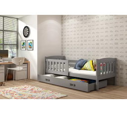 Dětská postel KUBUS 80x190 cm se šuplíkem, s matrací, Grafit/Grafit