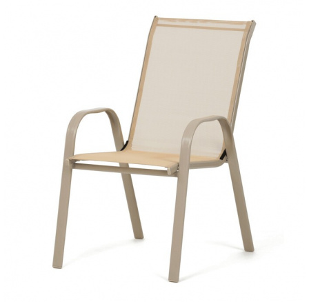 Zahradní židle, kov, síťovina, krémová, AZC-C1000 CRM