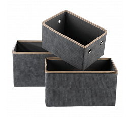 Koš látkový - skládací, šedý, cena za sadu 3 ks