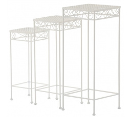 Stojan na květiny - kov, bílá barva, cena za sadu 3 ks