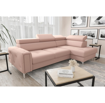 Rohová sedací souprava s funkcí spaní ORION 165x255 - růžová, pravá