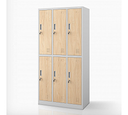 Sociální šatní skříň BHPX šedá / dub sonoma 6-dveřová: Eco Design IGORT, 900 x 1850 x 450 mm