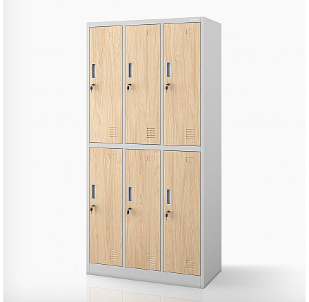 Sociální šatní skříň BHPX šedá / dub sonoma 6-dveřová: Eco Design IGORT, 900 x 1850 x 450 mm Sociální šatní skříň BHPX šedá / dub sonoma 6-dveřová: Eco Design IGORT, 900 x 1850 x 450 mm