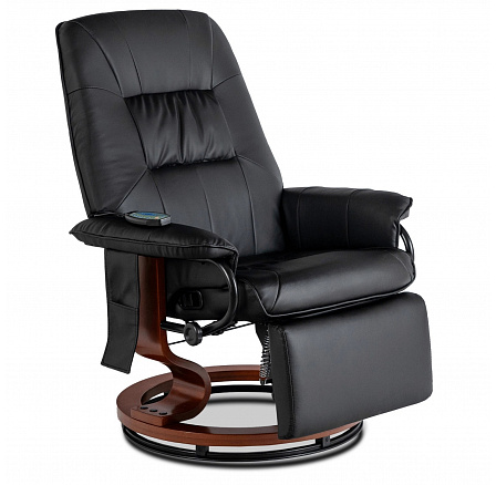 Otočná Masážní Židle WEST Vyhřívaná Černá Ekokůže