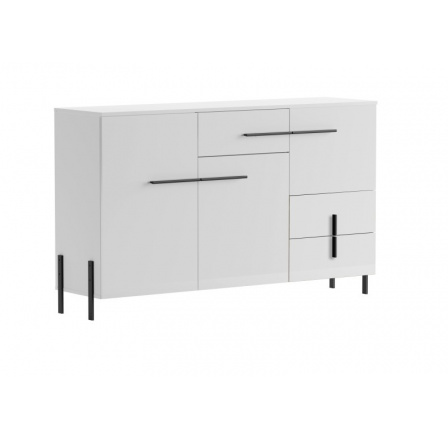 Komoda JUSTINE 3D3S, bílá / bílý lesk 