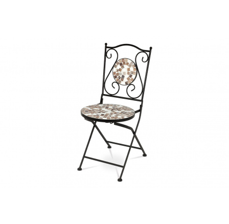Zahradní židle, keramická mozaika, kov, černý lak (designově ke stolu JF2206)