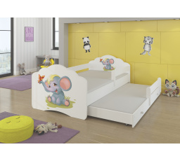 Dvojlůžko s bariérkou a matracemi CASIMO II ELEPHANT 160x80 Bílá