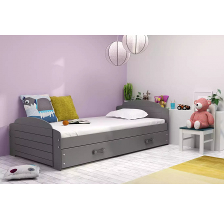 Dětská postel LILI 90x200 cm se šuplíkem, bez matrace, Grafit/Grafit