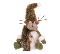 Sob - látková figurka, sedící, bílo-zelená