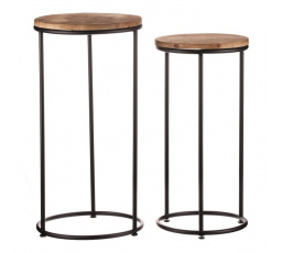 Stojan - kov a dřevo, černý rám, cena za sadu 2 ks