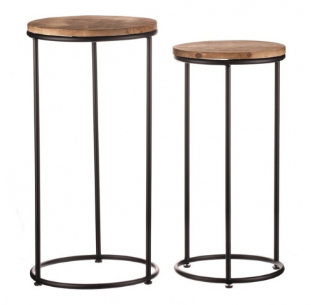 Stojan - kov a dřevo, černý rám, cena za sadu 2 ks