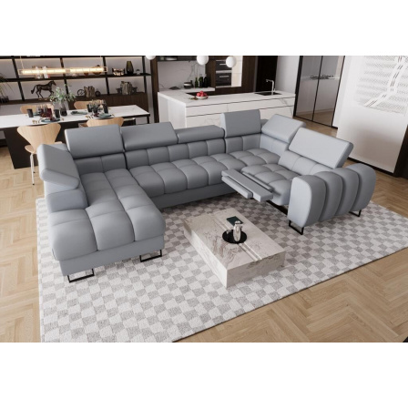 Rohová sedací souprava ASPEN MAX II , relax 198x350x170 cm přírodní kůže - šedá kůže , pravá Rohová sedací souprava ASPEN MAX II , relax 198x350x170 cm přírodní kůže - šedá kůže , pravá