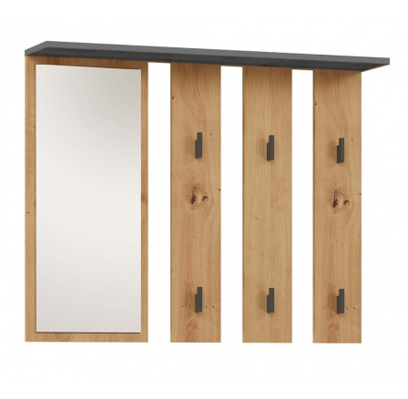 Věšák se zrcadlem PARGAS antracit/dub artisan Věšák se zrcadlem PARGAS antracit/dub artisan