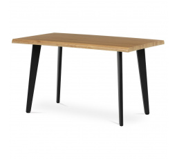 Stůl jídelní, 130x80x75 cm, MDF deska, dekor divoký dub, kov, černý lak