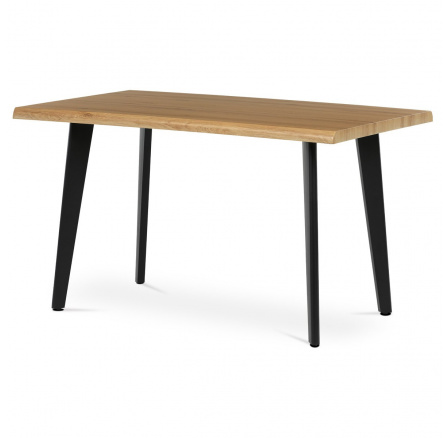 Stůl jídelní, 130x80x75 cm, MDF deska, dekor divoký dub, kov, černý lak