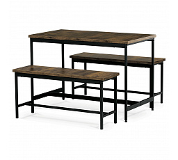 Jídelní set s 2 lavicemi, 110x60x75cm, mdf, old wood, AUT-G1175 OLW