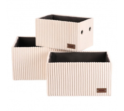 Koš regálový - manšestrový potah, krémový, cena za sadu 3 ks