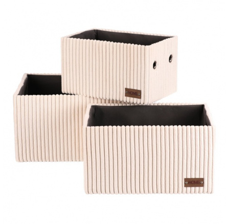 Koš regálový - manšestrový potah, krémový, cena za sadu 3 ks Koš regálový - manšestrový potah, krémový, cena za sadu 3 ks