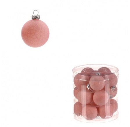 Kulaté sametové ozdoby - pr. 4 cm, růžové, cena za balení (18 ks)