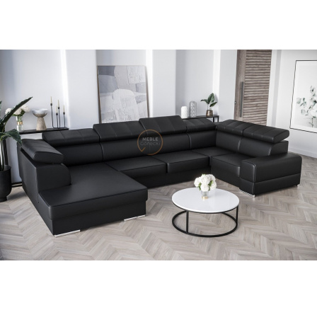 Rohová sedací souprava ROYAL MAX I 210x375x185 - černá eko kůže , pravá Rohová sedací souprava ROYAL MAX I 210x375x185 - černá eko kůže , pravá