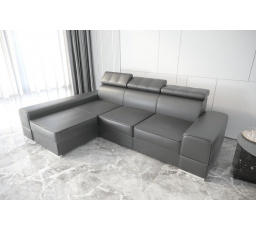 Rohová sedací souprava ROYAL přírodní kůže 295x185 - šedá kůže , levá