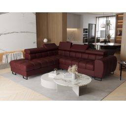 Rohová sedací souprava ASPEN 260x225 cm přírodní kůže - levá, Bordová kůže