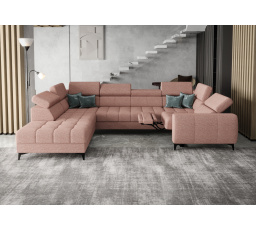 Rohová sedací souprava PORTO MAX I , relax 225X350X193 cm - levá, růžová