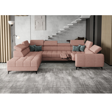 Rohová sedací souprava PORTO MAX I , relax 225X350X193 cm - levá, růžová Rohová sedací souprava PORTO MAX I , relax 225X350X193 cm - levá, růžová
