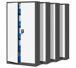 Sada 4x kancelářská kovová skříň na dokumenty JAN H, 900 x 1950 x 400 mm, antracitově-bílá