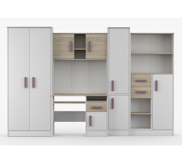 Dětský pokoj MACIUS, Bílá Mat/Dub Sonoma/Fialová