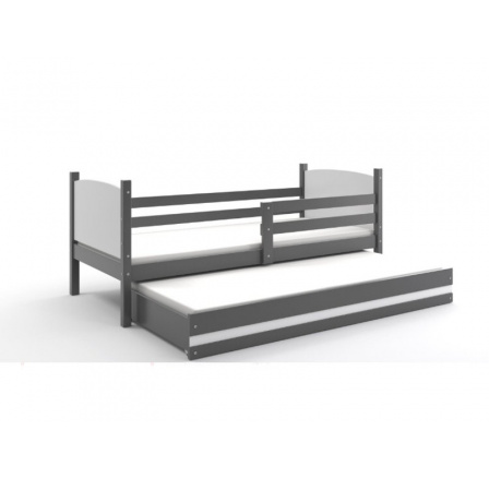 Postel z masivu pro 2 děti TAMI 2 - Grafit/Bílá