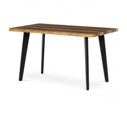 Stůl jídelní, 130x80x75 cm, MDF deska, dekor staré dřevo, kov, černý lak