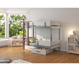 Dvoulůžková patrová postel ETIONA 180x80 Šedá+Šedá