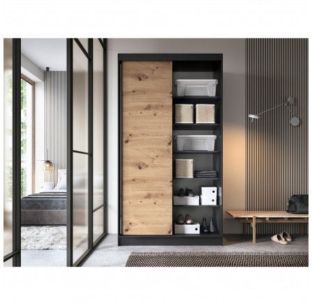 Esville II se zrcadlem Dąb Artisan, Černý Mat 220x60